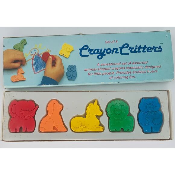 Crayon Critters Shaped Colors Dog Elephant Unicorn Lion Bear Set of 5 Non Toxic - Picture 3 of 8